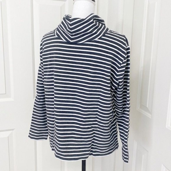 Jones New York Long Sleeve Cowl Neck Pullover Top Black White Stripe Sz XL - Picture 3 of 5